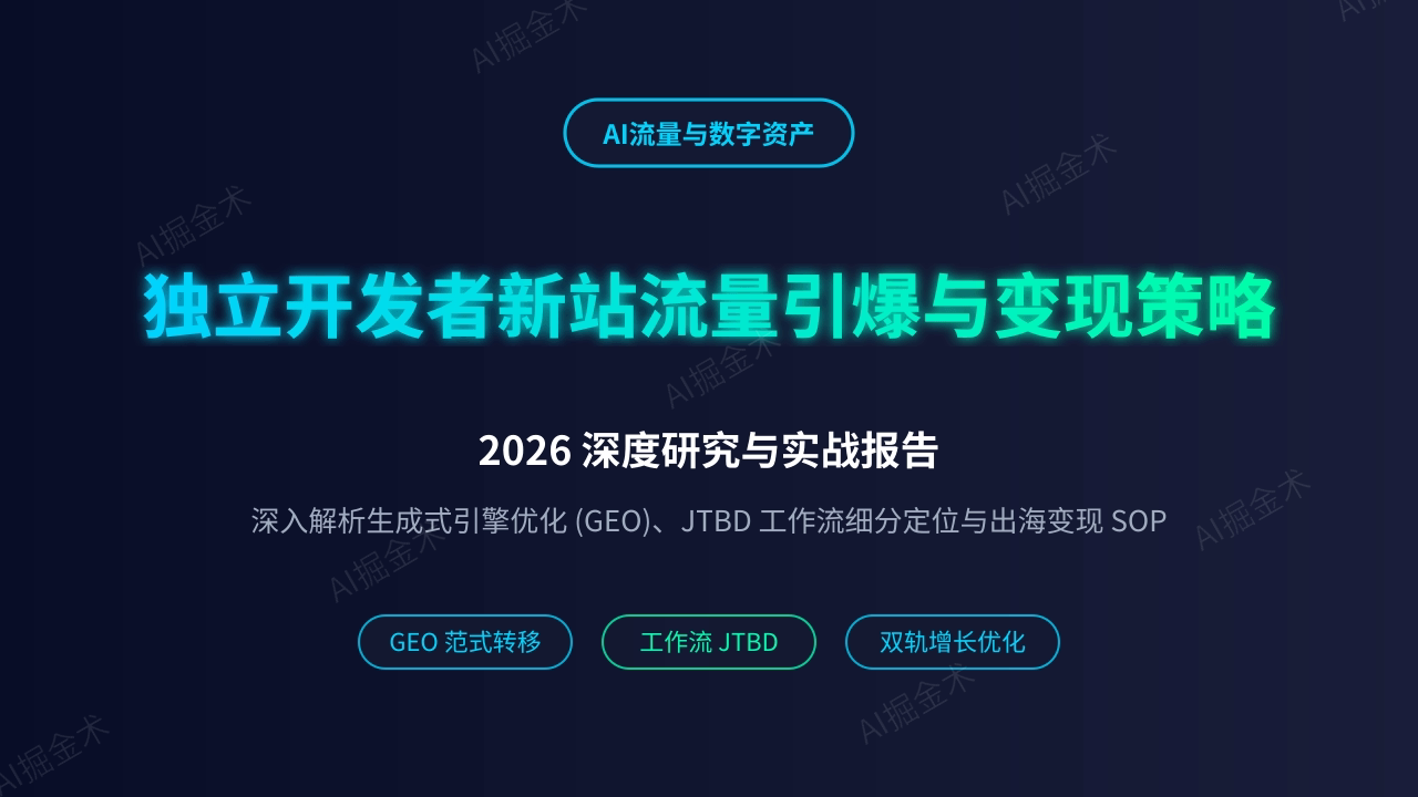 独立开发者 2026 年新站流量引爆与变现策略