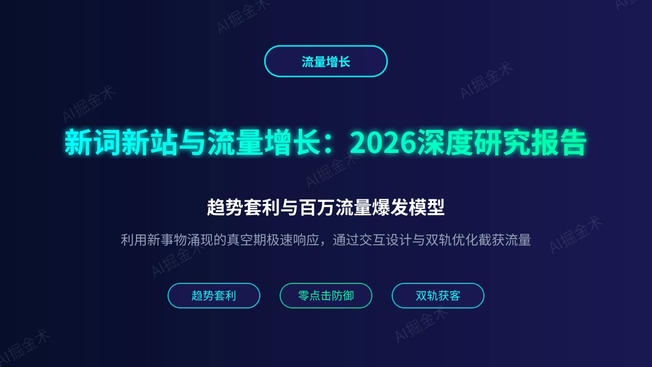 新词新站与流量增长策略:2026深度研究报告