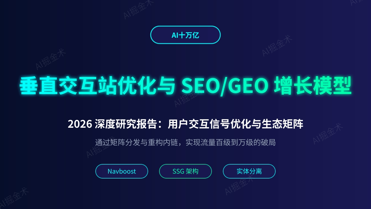 垂直交互站的2026流量突围战:用户行为信号优化与SEOGEO增长模型