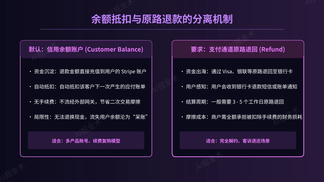 余额抵扣与原路退款的分离